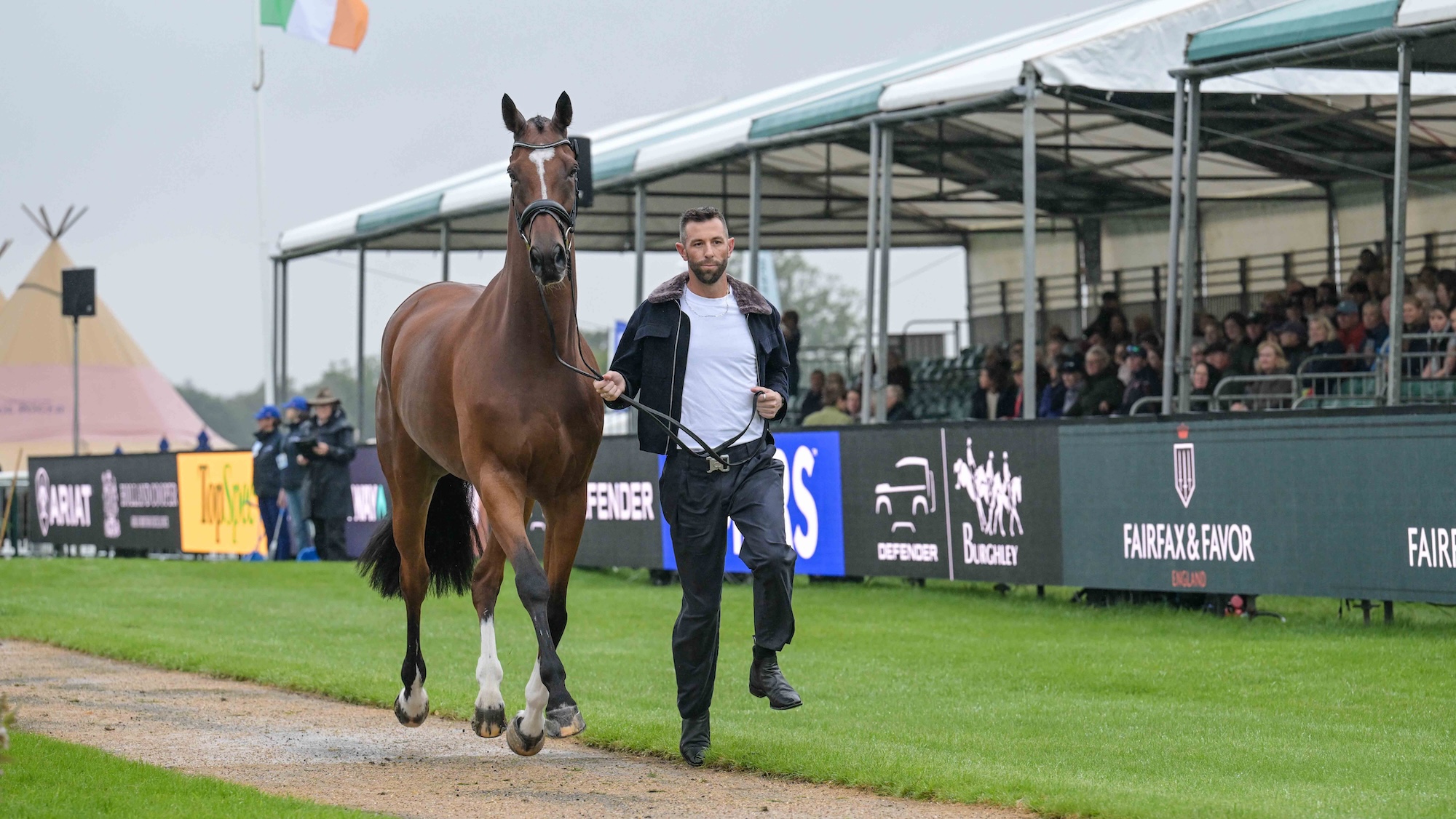 Clarke Johnstone (NZL) riding Domasco in the fist Horse Inspection before the start of the Defender Burghley Horse Trials, Stamford in Lincolnshire in the UK between 2nd - 6th September 2026