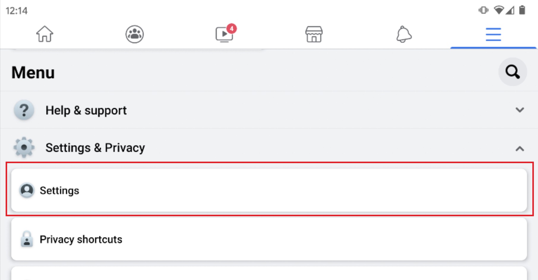 How to change password on Facebook app: Open settings