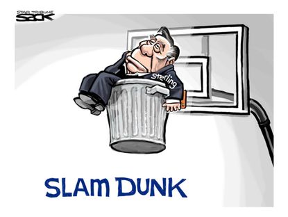 Editorial cartoon NBA Donald Sterling ban