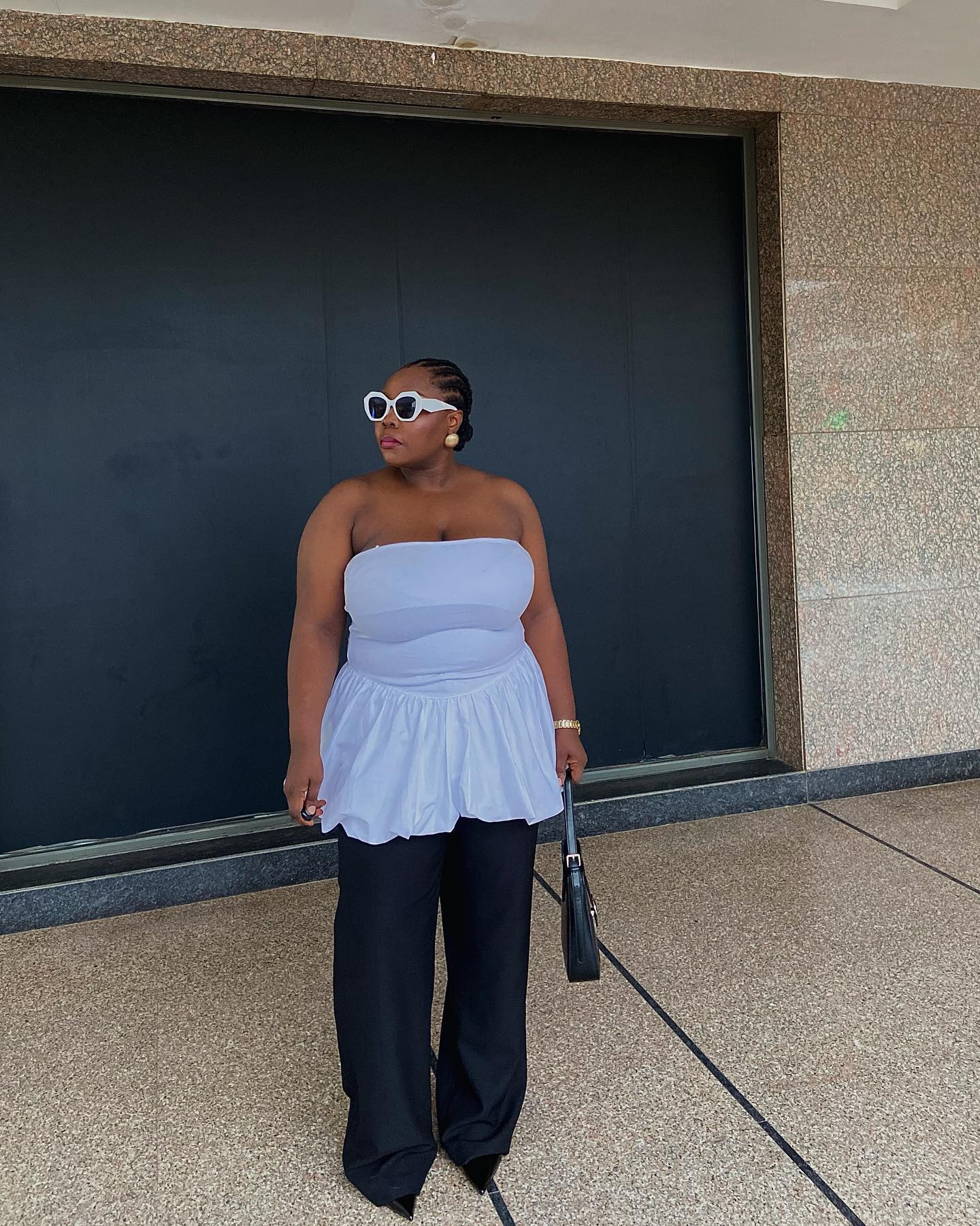 Simple Summer Outfits: @kingharriett52 wears a strapless white top with jeans