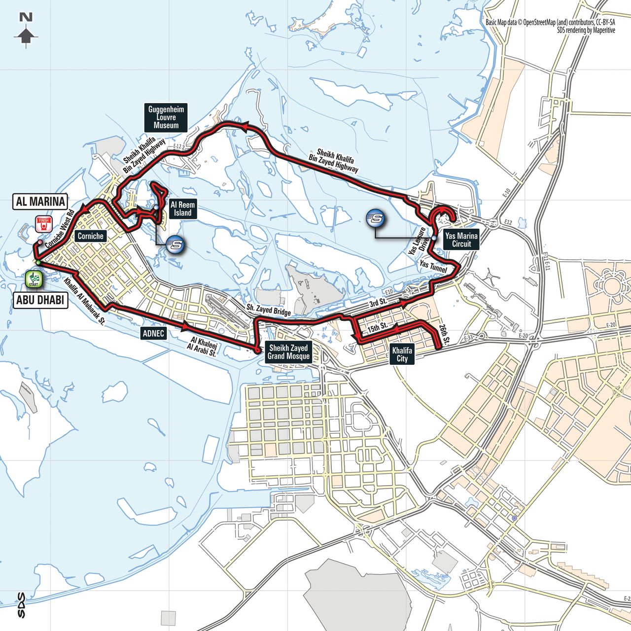 The Abu Dhabi Tour stage 2 map profile