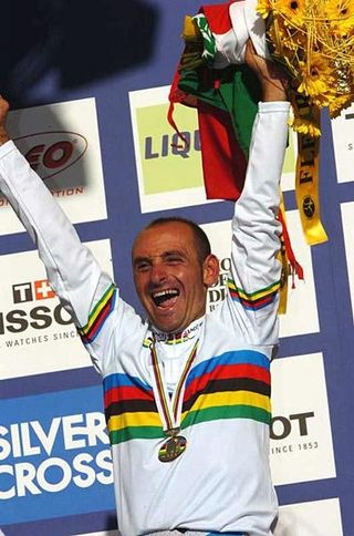 Paolo Bettini after his world championship win