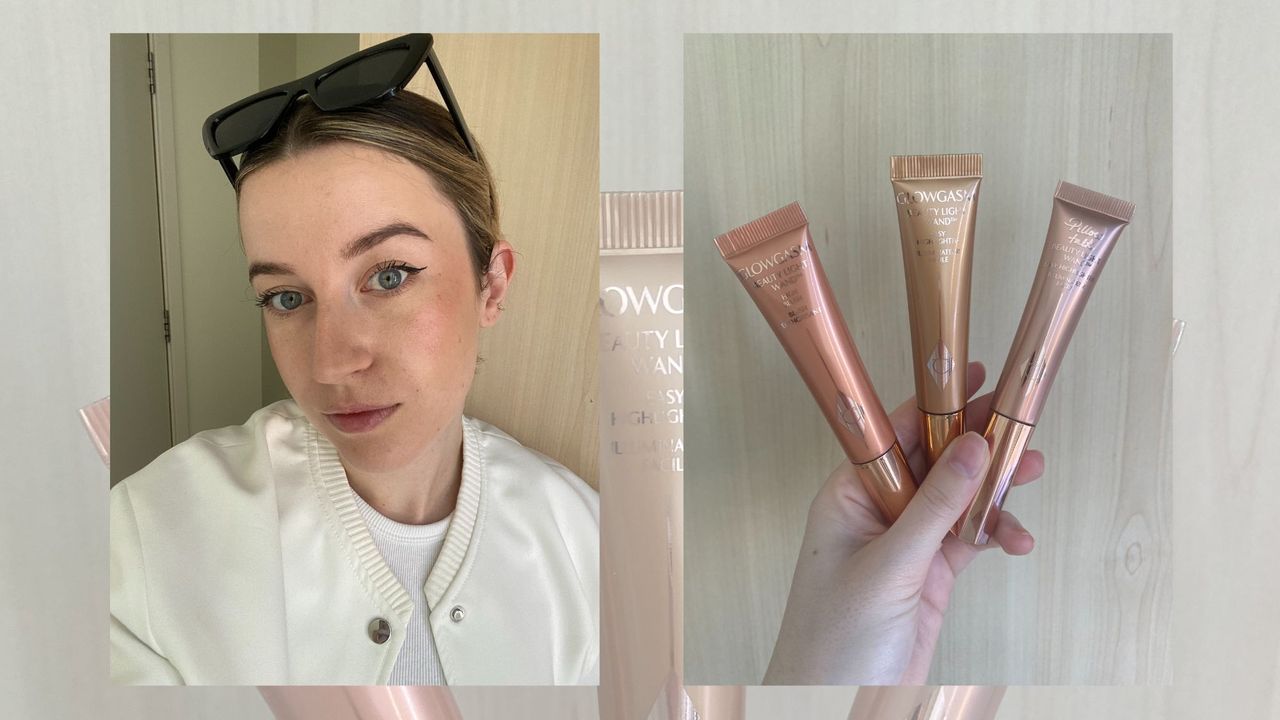 Grace Lindsay testing the Charlotte Tilbury Beauty Light Wands