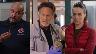 Joe Minoso in Chicago Fire, Steven Weber in Chicago Med, and Marina Squerciati in Chicago P.D.