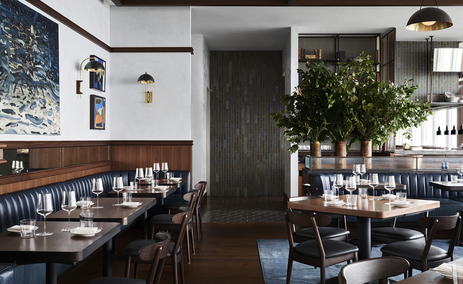 Interior design honouring 28 Liberty International Style building in New York, USA
