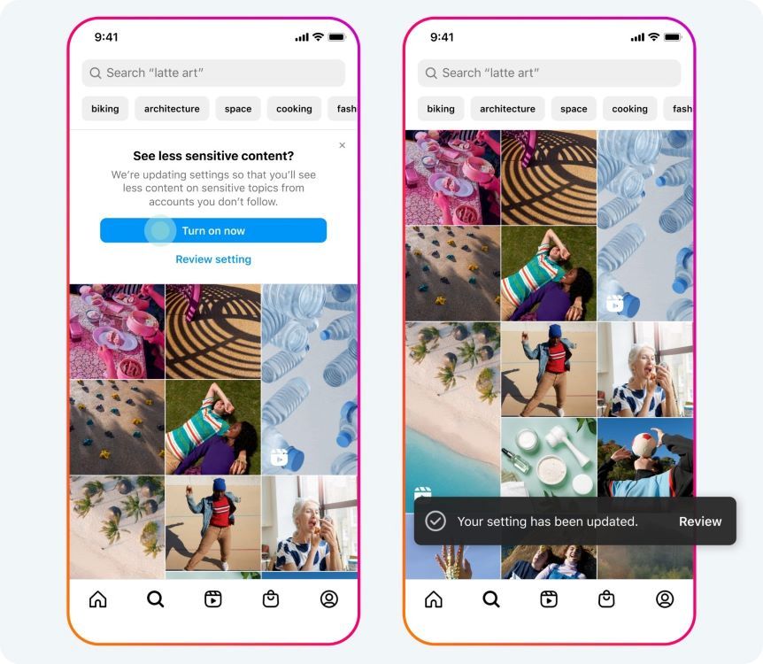 Instagram content restrictions for teens