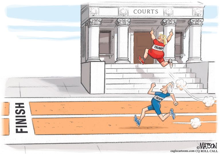 Political Cartoon U.S. Trump Biden 2020 courts