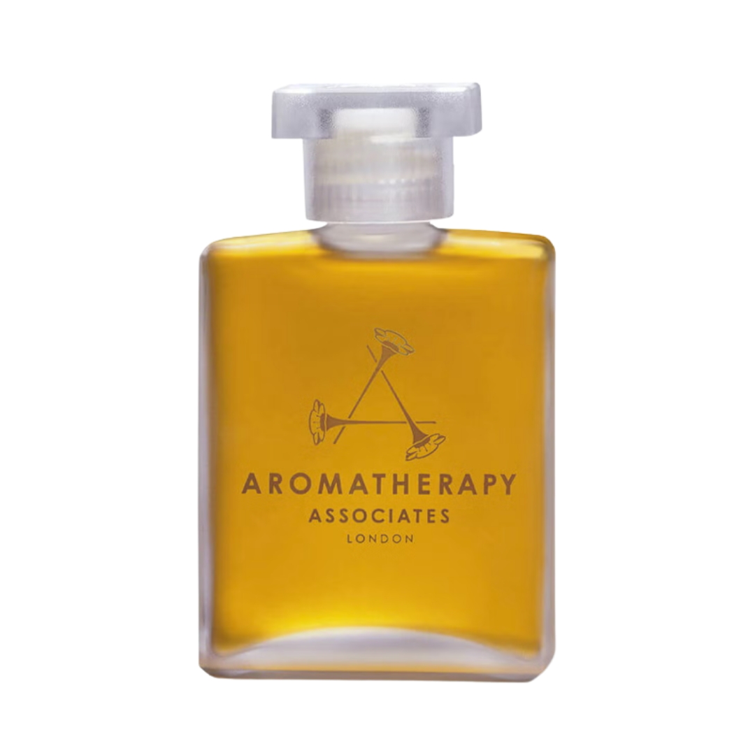 A product shot of the Aromatherapy Associates Relax Deep Relax Bath &amp;amp; Shower Oil, on a white background