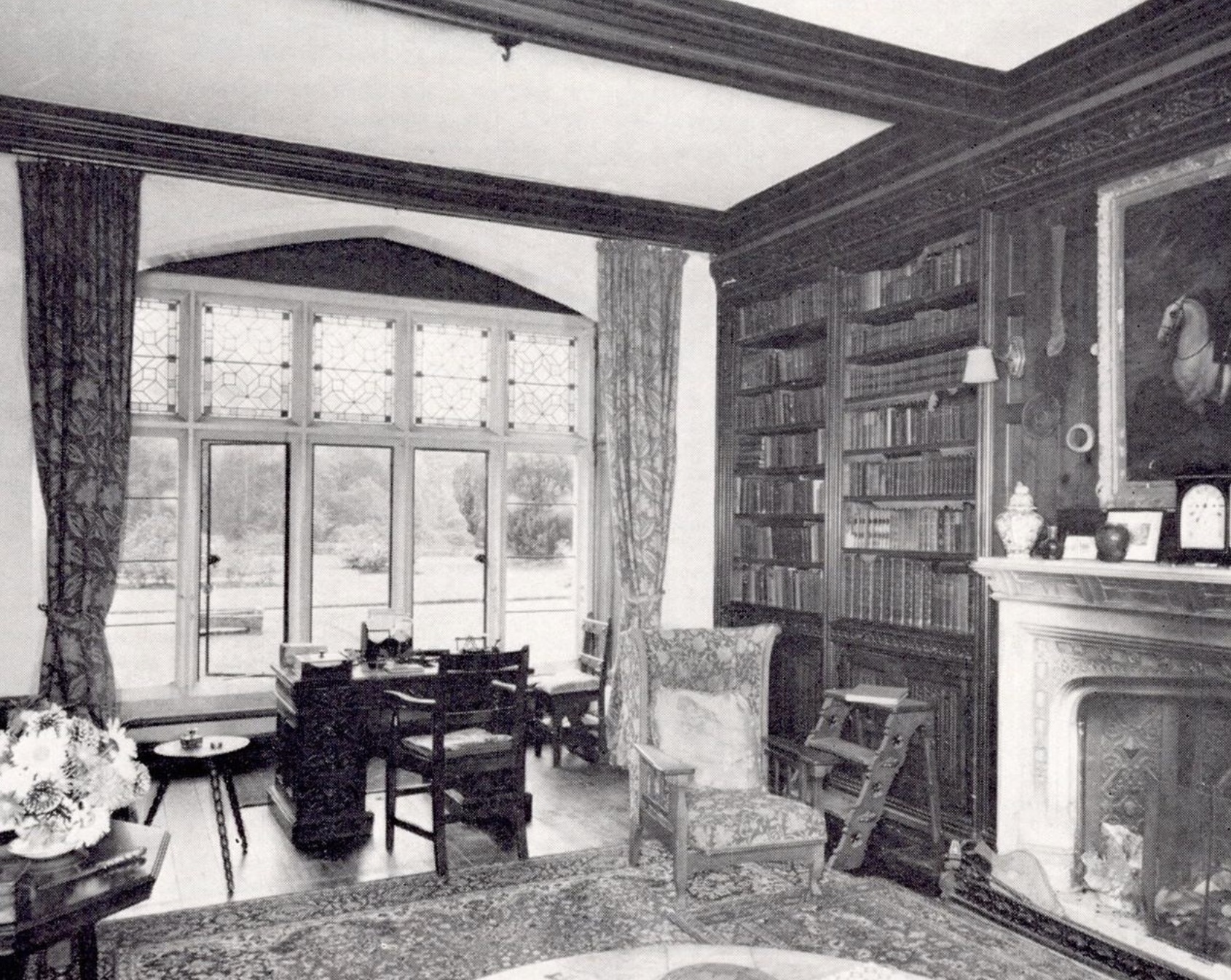 The library at Treberfydd in Country Life in 1966