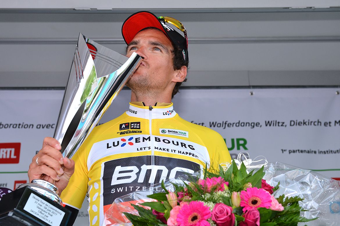Greg Van Avermaet celebrates his Tour de Luxembourg victory.