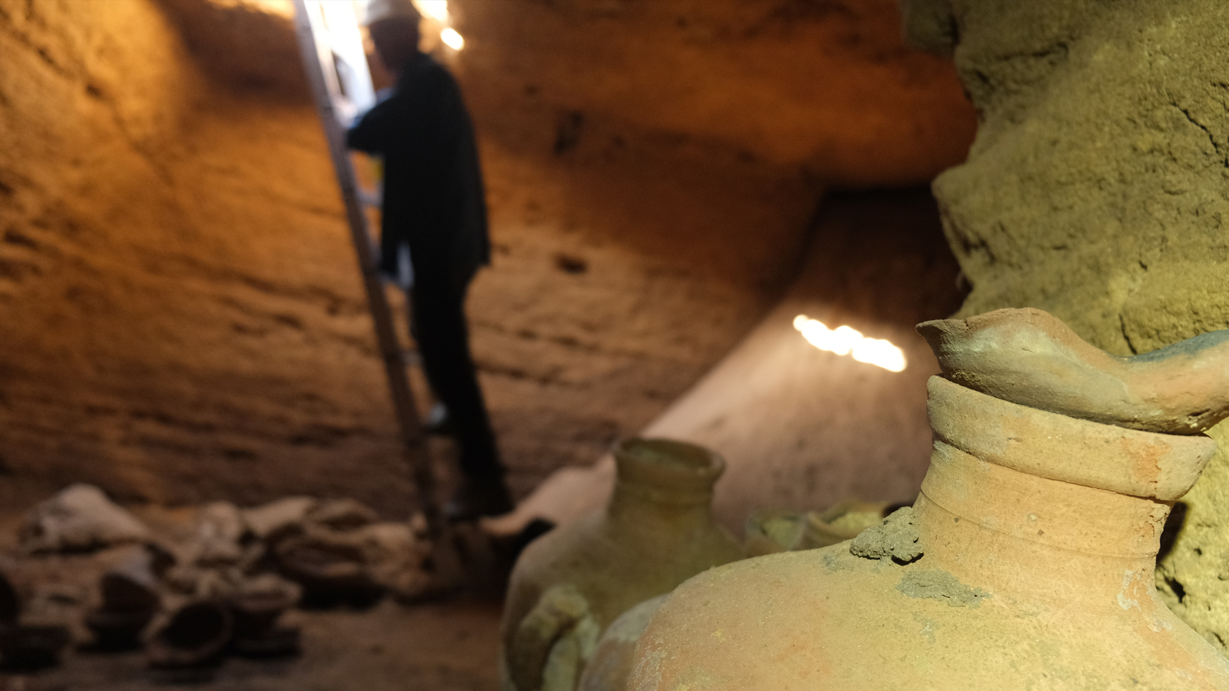 When archaeologists descended a ladder into the cave, the artifacts there 