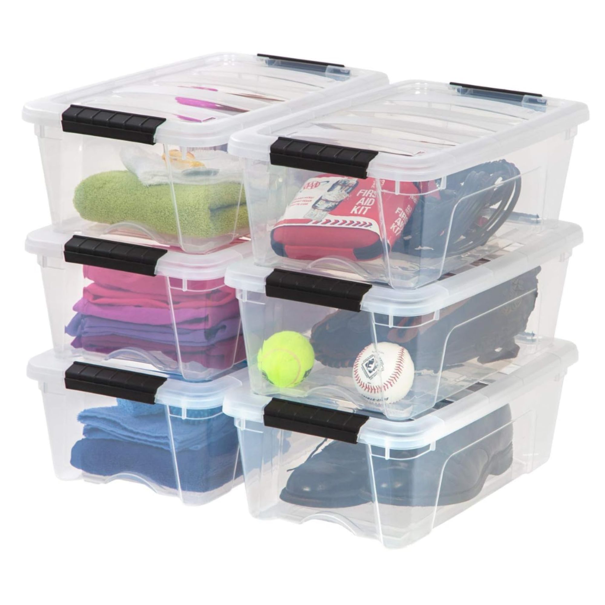 IRIS USA 13 Qt Stackable Plastic Storage Bins with Lids