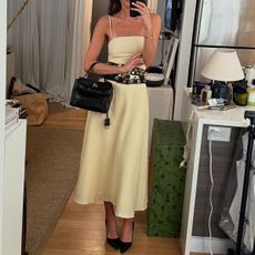 @cocoschiffer yellow wayf dress outfit selfie