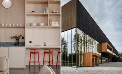Interior display shelving and exterior of Finnish Design Shop in Turku