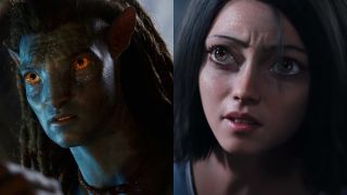 Jake Sully in Avatar: The Way of Water and Alita in Alita: Battle Angel, pictured side by side. 