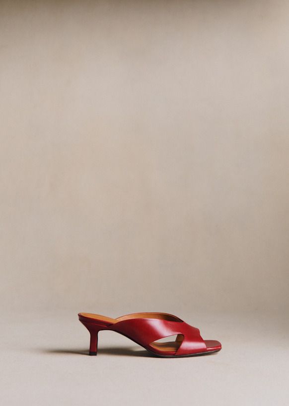 Ingrid Mule - Cherry Smooth - Bovine Leather - Sézane