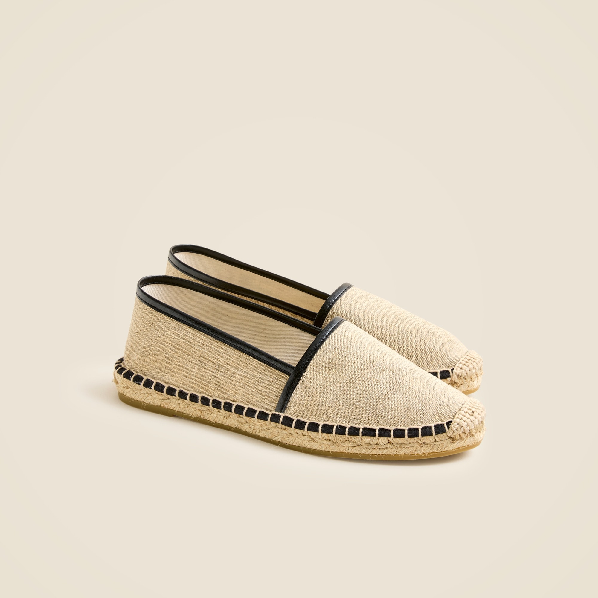 Made-In-Spain Espadrille Flats in Linen Blend