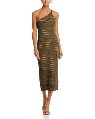One Shoulder Crochet Midi Dress - 100% Exclusive
