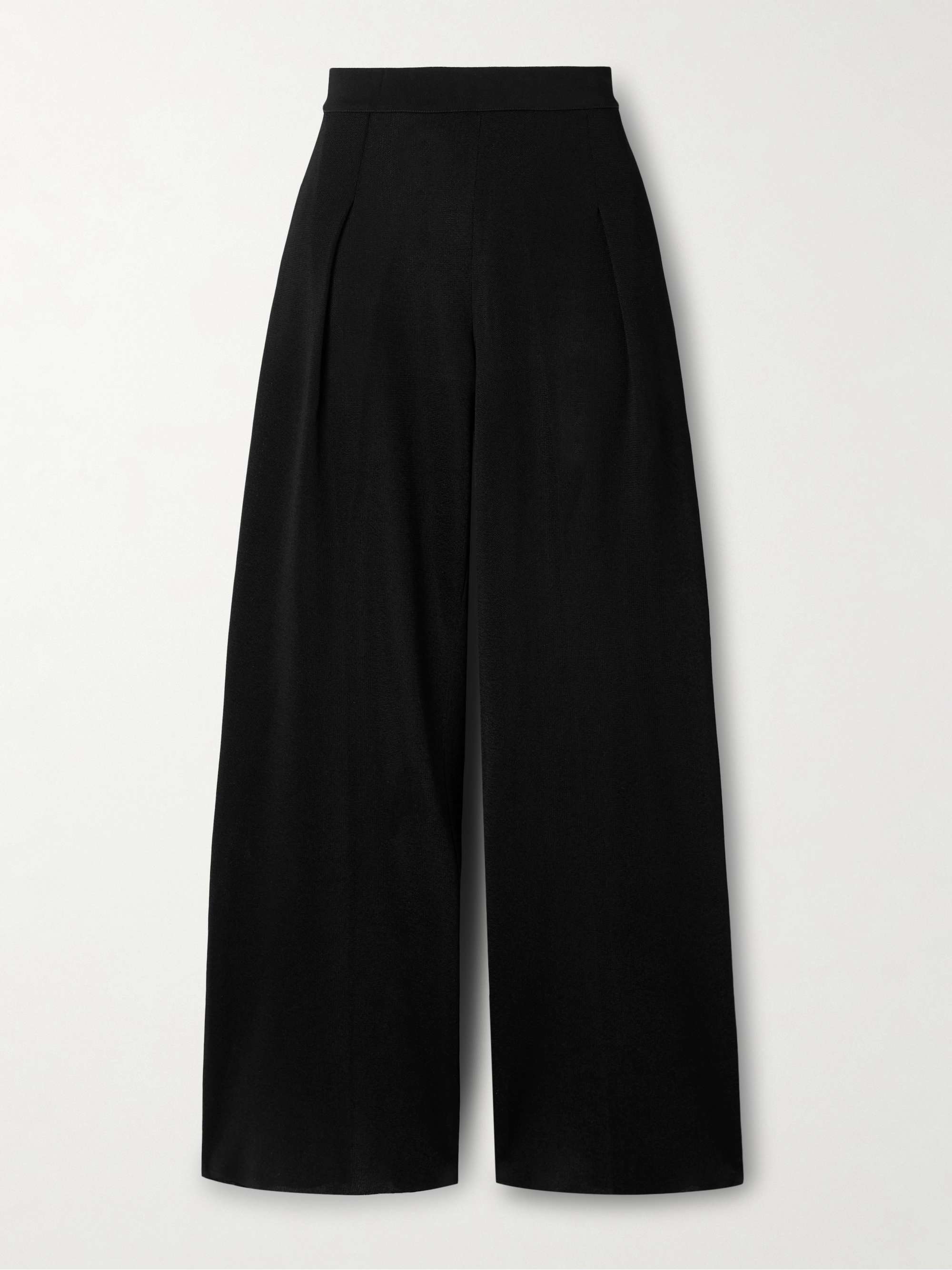 Gene Pleated Stretch-Knit Wide-Leg Pants