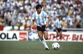 Luis Galvan in action for Argentina against Brazil at the 1982 World Cup.