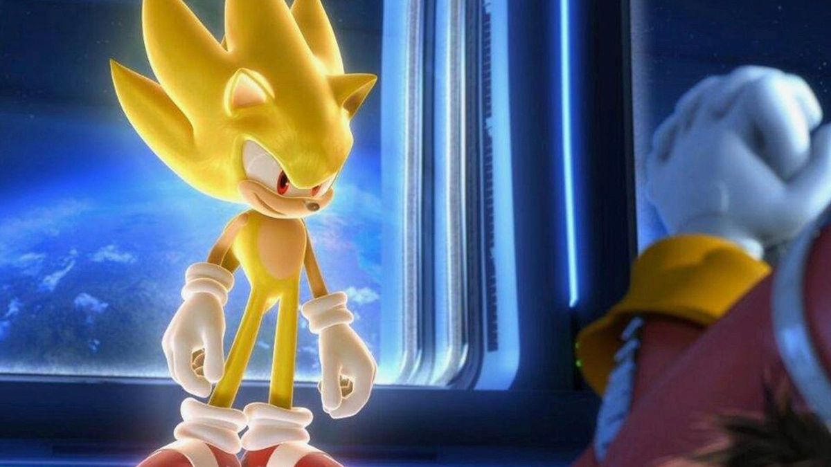 During a cutscene in Sonic Unleashed, Dr Eggman steeples his hands before a golden Super Sonic