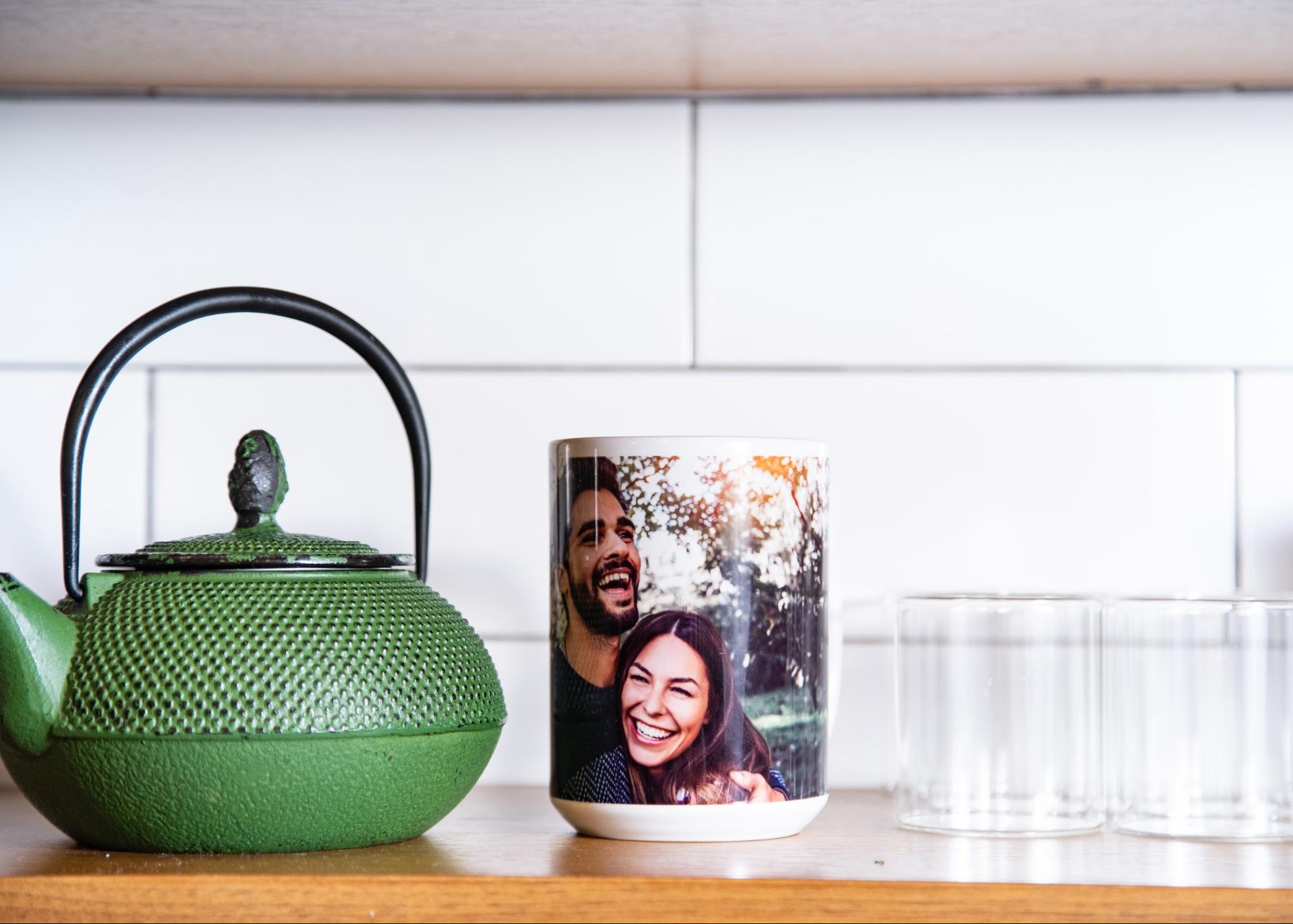 Photo of happy couple printed on mug