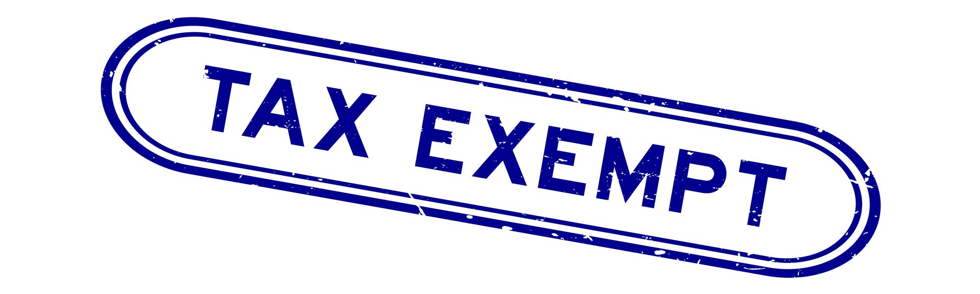 blue tax exempt stamp on white background