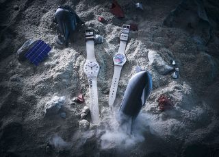 "Space Race" and "Take Me to the Moon" round out Swatch's new Space Collection with models inspired by the Apollo era.