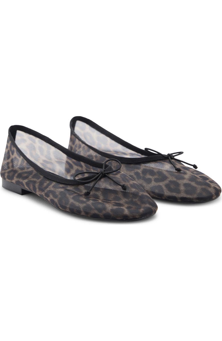 Animal Print Mesh Ballerina Flat