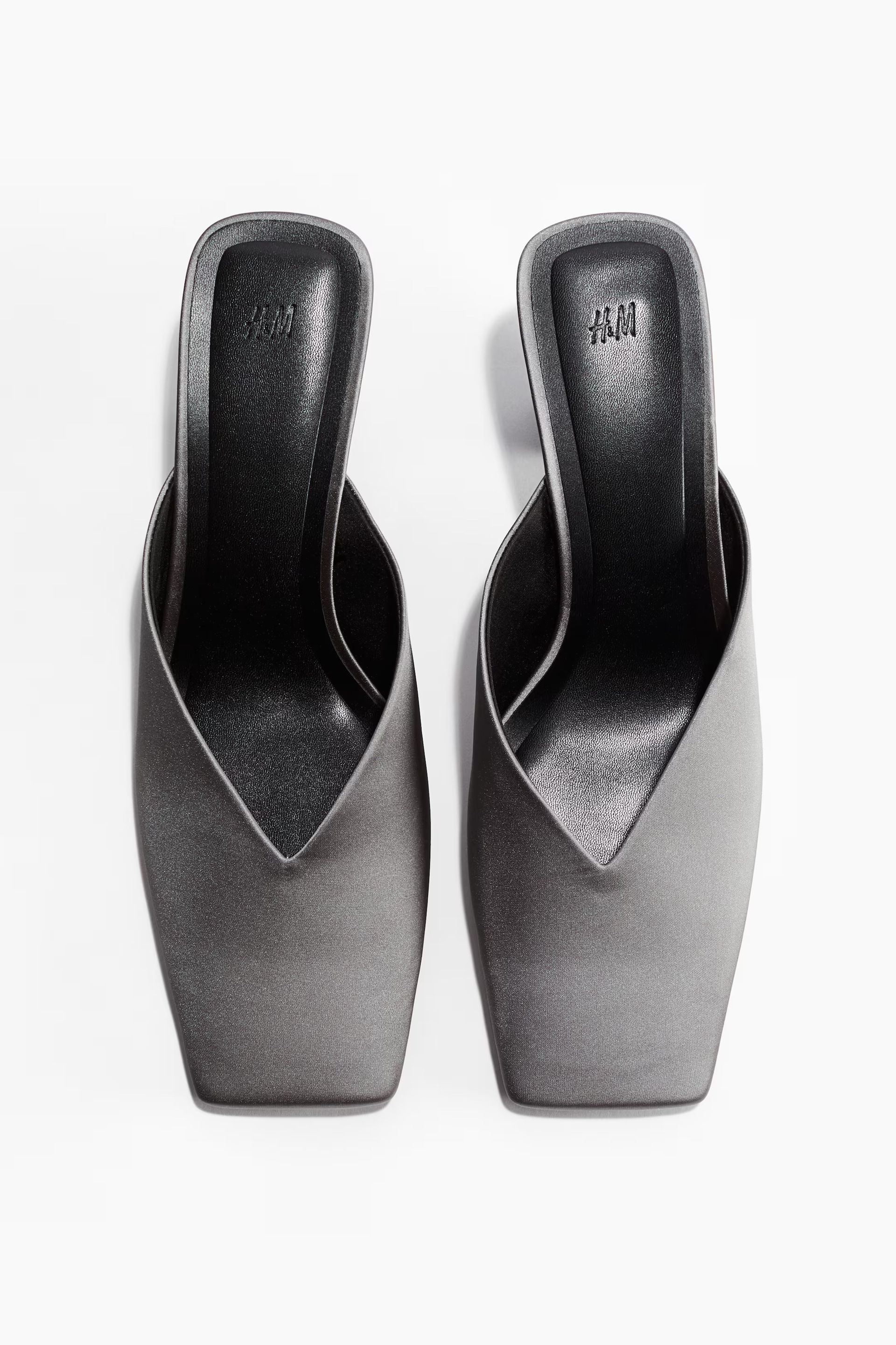 H&M, Cone-Heel Satin Mules