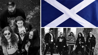 Photos of death metal bands Coffin Mulch and Brainbath, and the Scottish flag