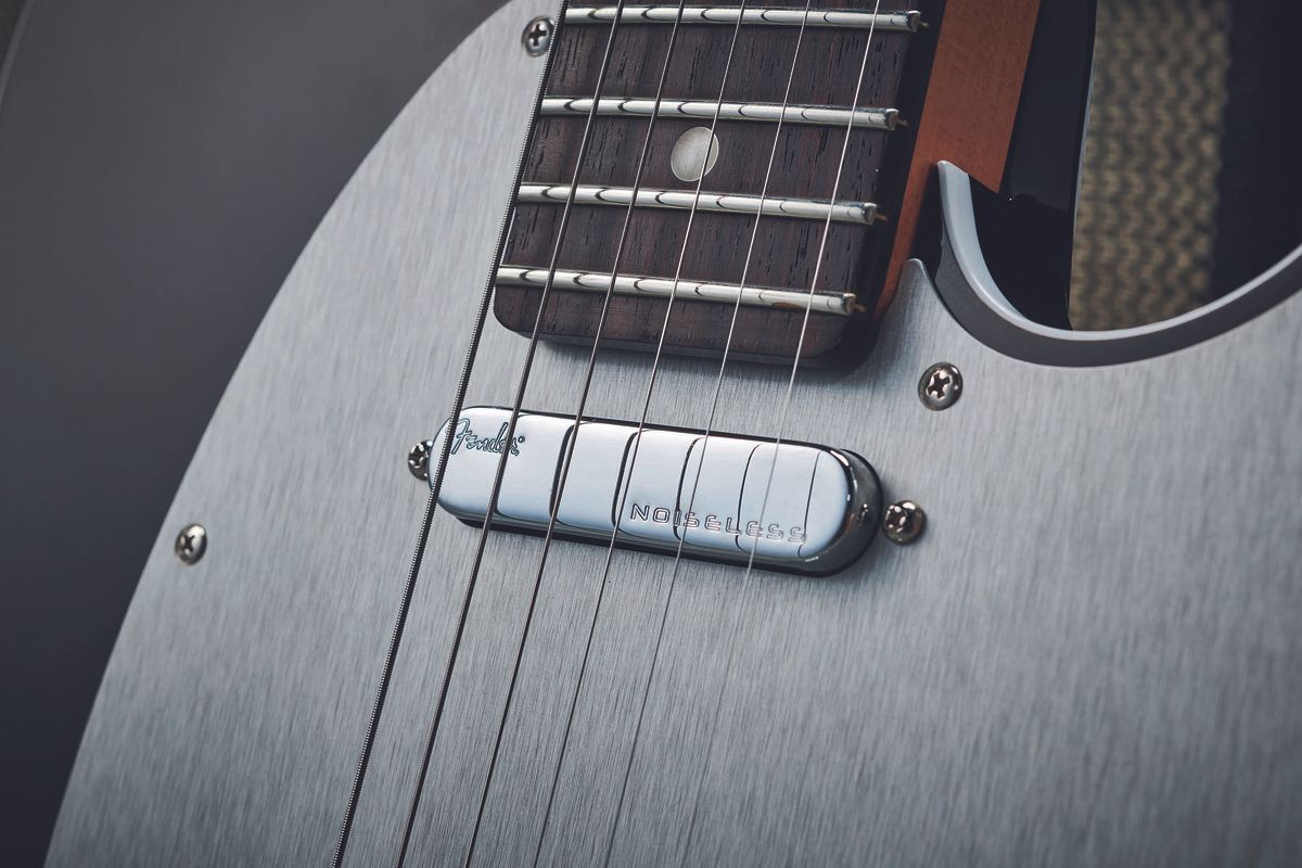 The Tele&rsquo;s Texas Tea is the only finish that uses a Silver Anodized scratchplate. The neck pickup mounts to it, so it&rsquo;s easy to height-adjust, unlike on vintage-spec models