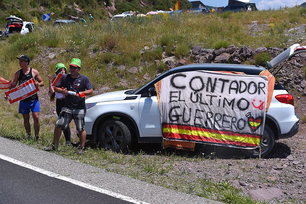 Fans support Alberto Contador during stage 9 of the Tour de France.