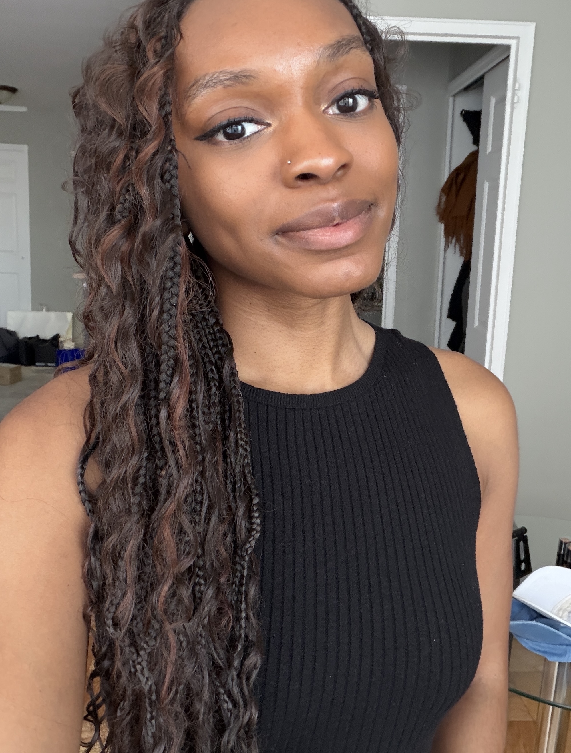 an after image of a woman testing foundation