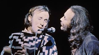 Stephen Stills [left] and David Crosby perform at Woodstock August 17, 1969