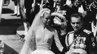 The wedding of Prince Rainier III of Monaco, Louis Henri Maxence Bertrand de Grimaldi, to American actress Grace Kelly, known thereafter as Princess Grace