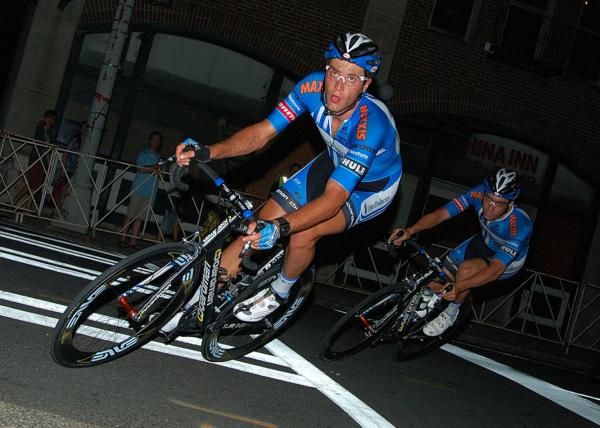 Eventual Winner Jake Keough following a teammate's wheel at 2011 Charlotte Presbyterian Crit.