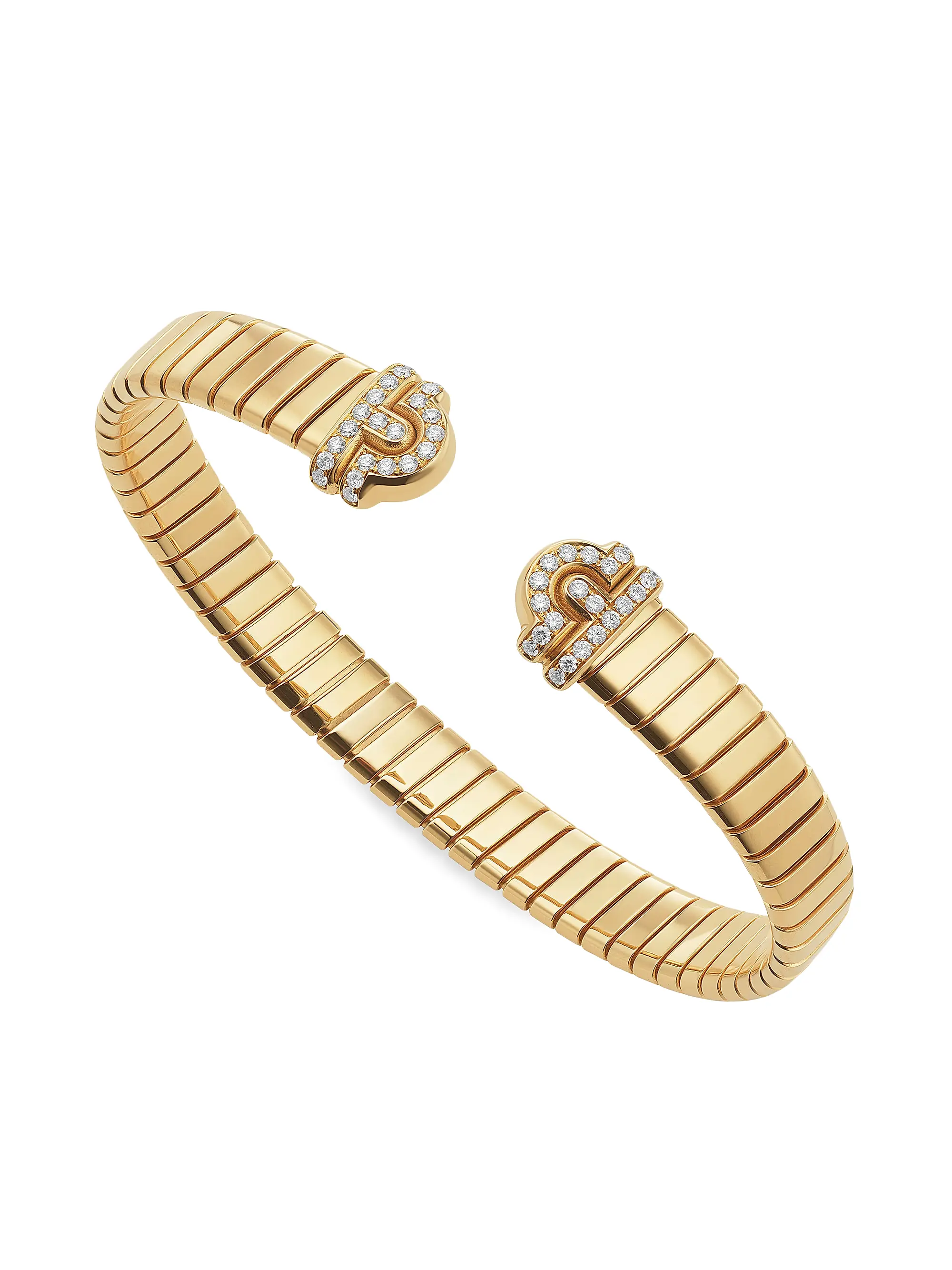 Tubogas 18k Yellow Gold amp;amp; 0.35 Tcw Diamond Cuff Bracelet