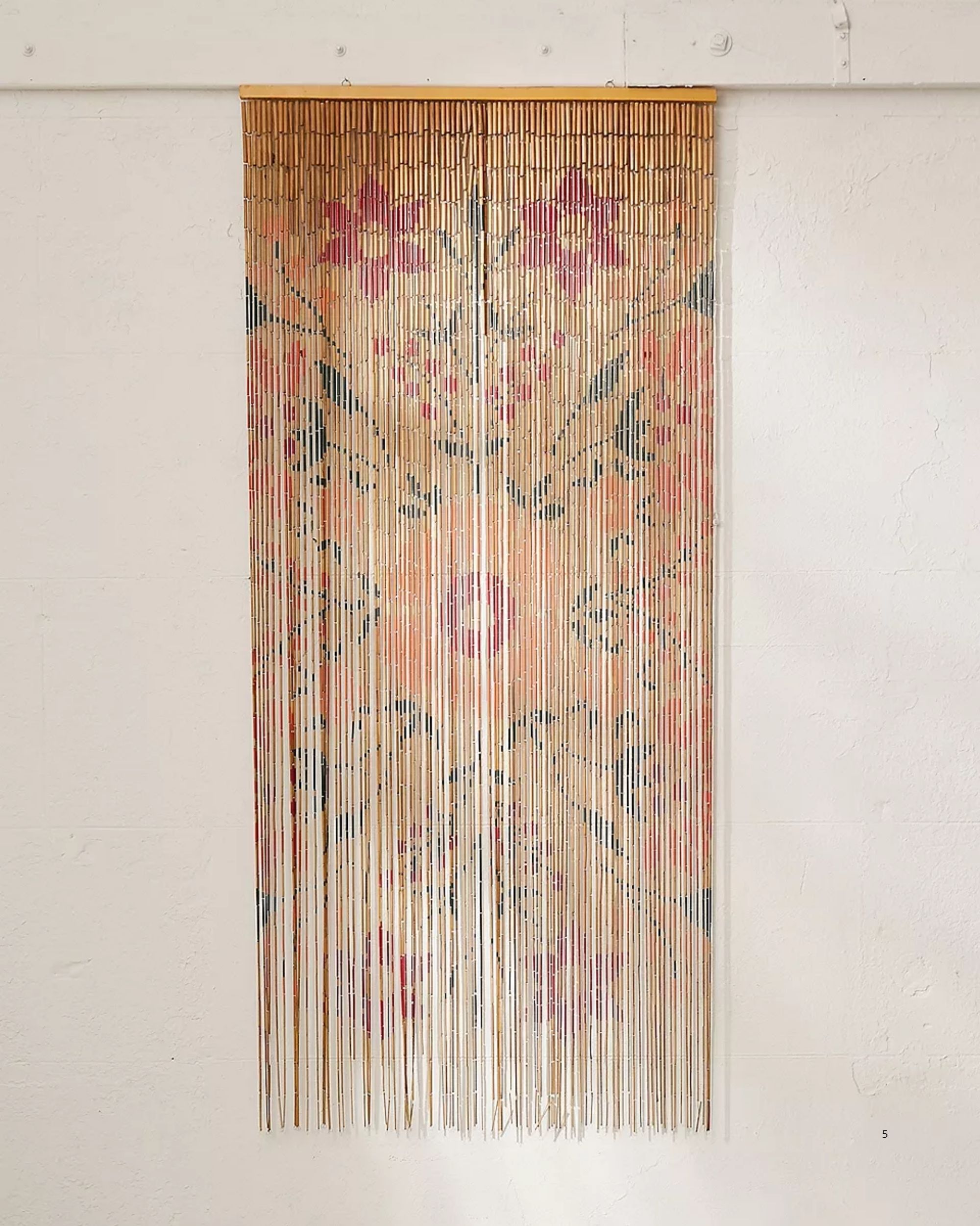Urban Outfitters, Rosa Floral Bamboo Beaded Curtain