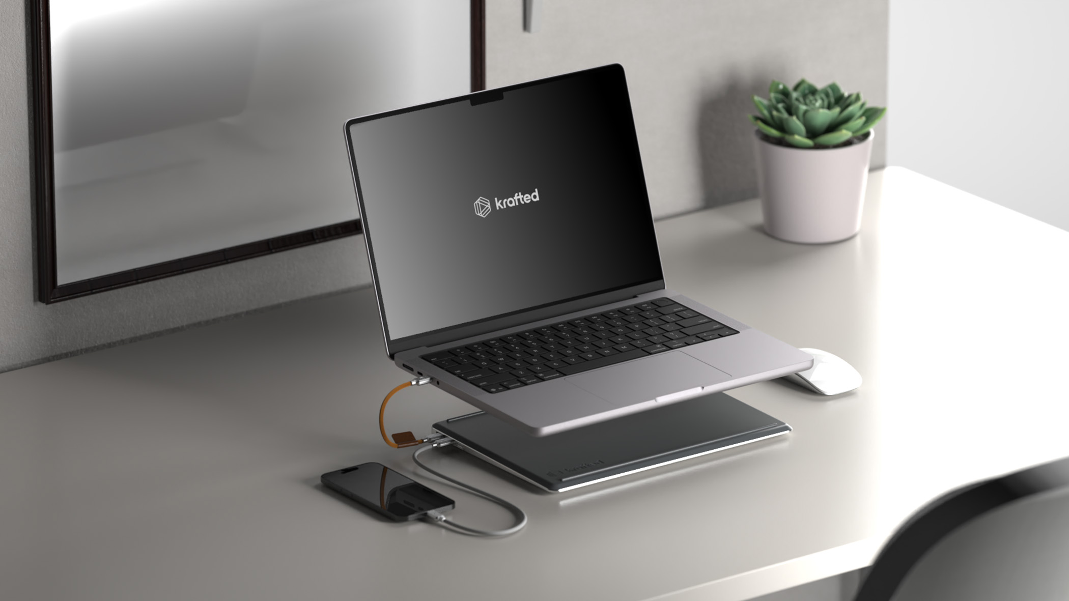 A thin power bank device.