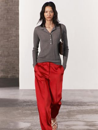 Zw Collection Straight-Leg Heavy Satin Trousers