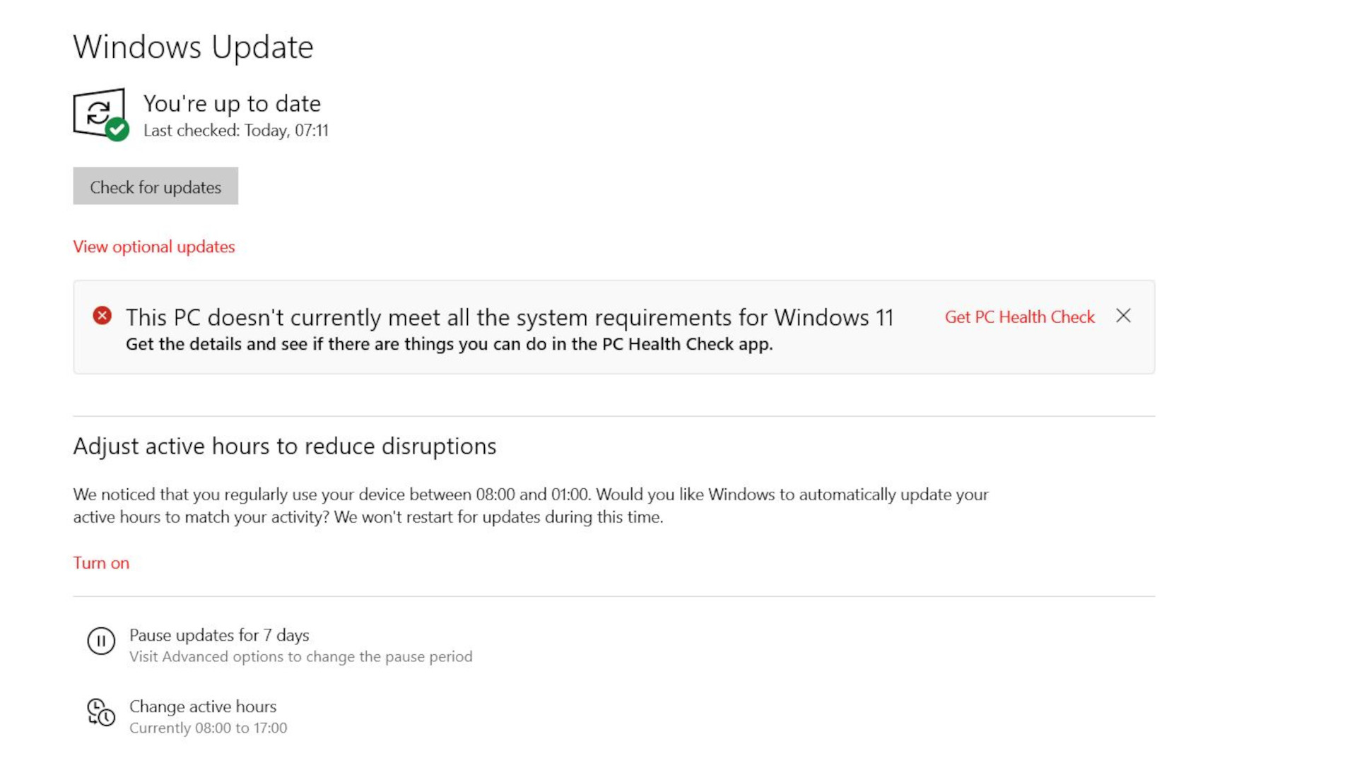 A Windows 10 system menu showing Windows 11 compatibility