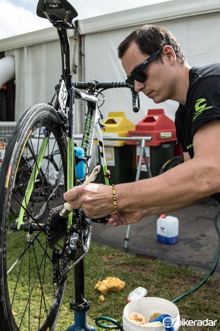 Bikes are cleaned and drivetrains lightly degreased every day