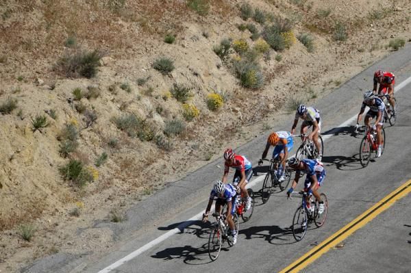 US champion George Hincapie (BMC Racing Team) checks the lead group's margin during the stage.