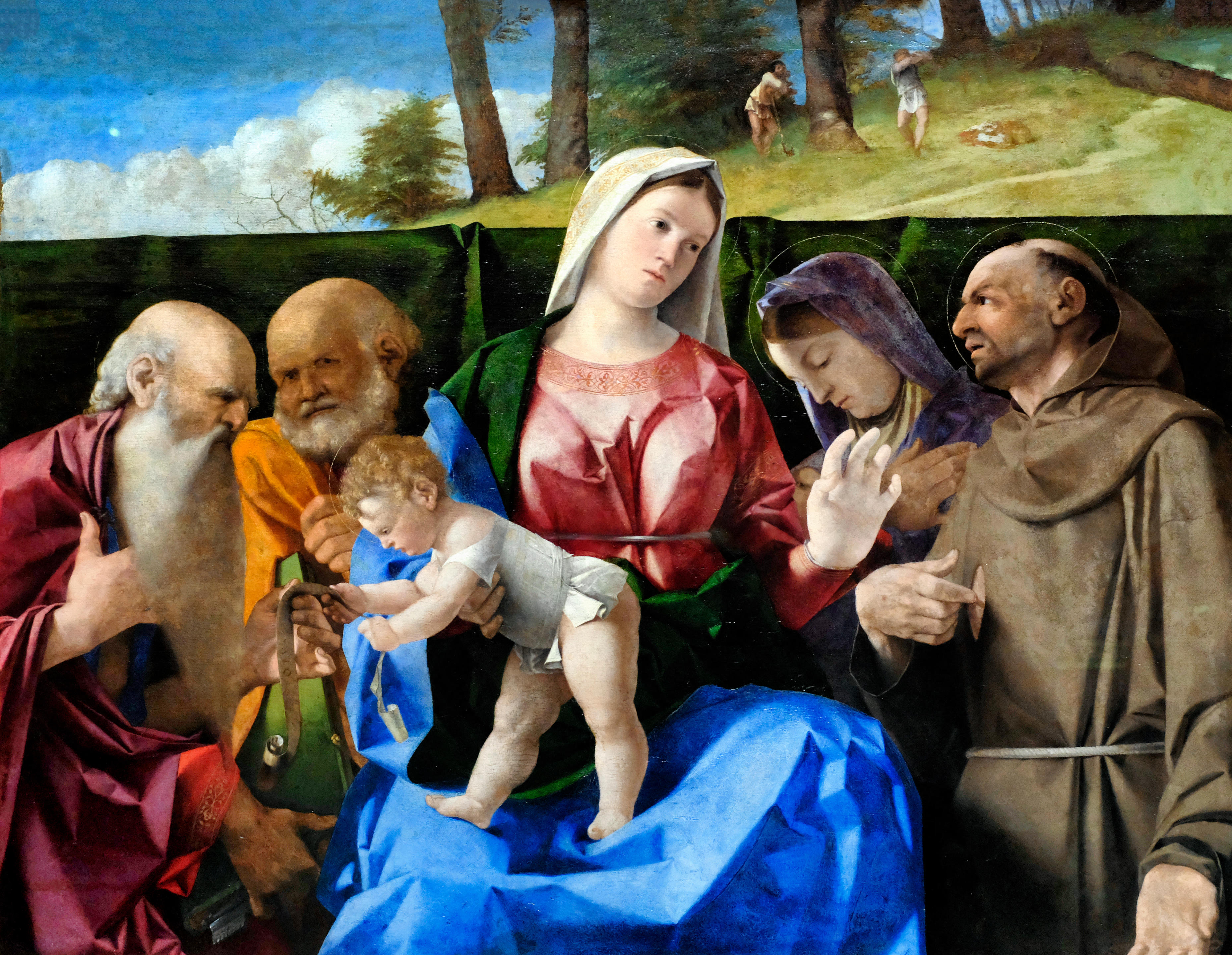 The Virgin and Child with Saints Peter, Jerome, Francis, and an Unidentified Female Saint.