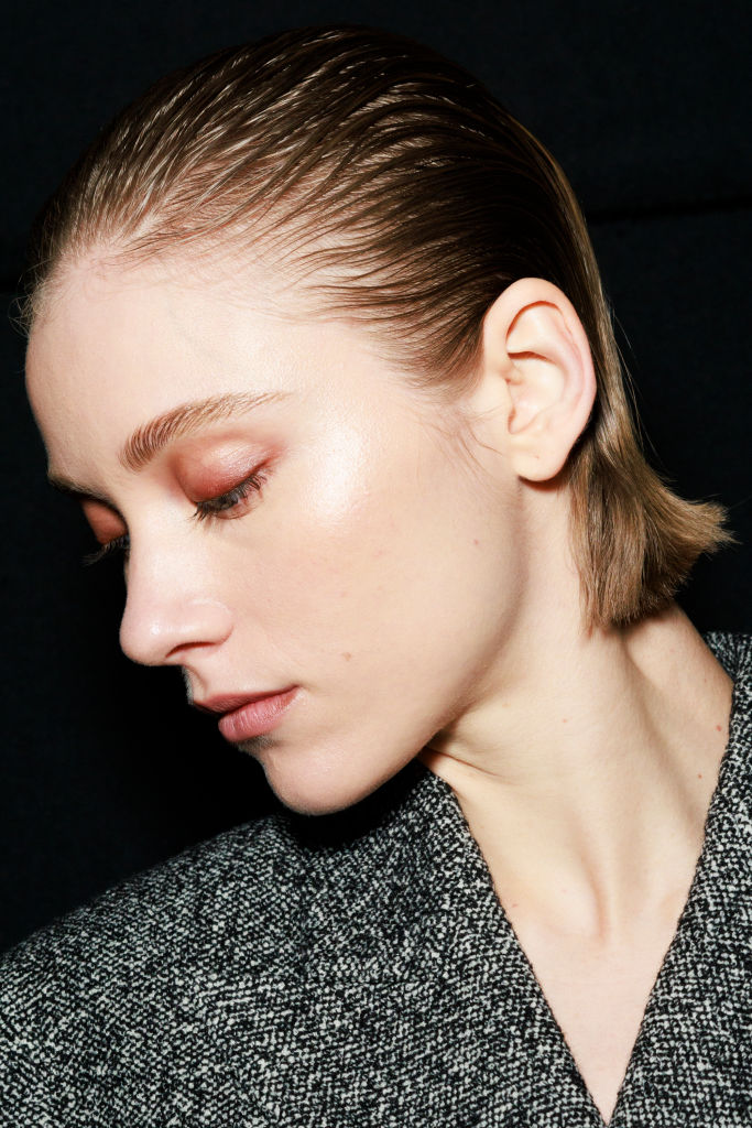 Nastya Honcharova poses backstage ahead of the Ermanno Scervino fashion show during the Milan Fashion Week