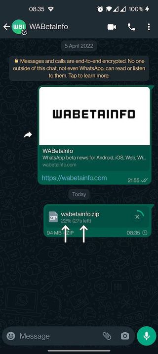 Whastapp Beta File Transfer Eta