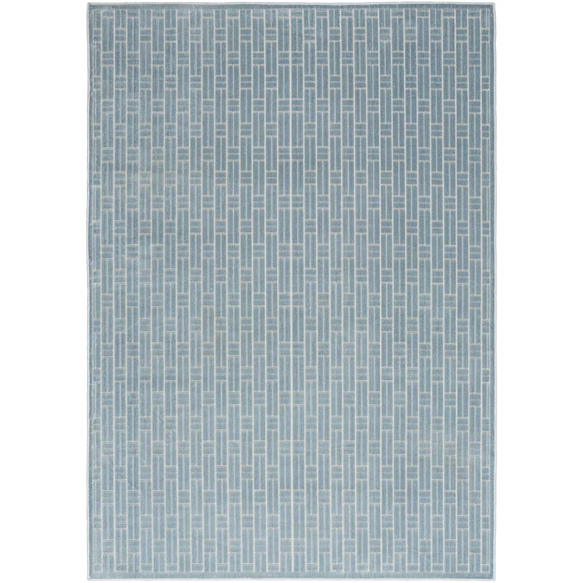 Nourison Washable Charm 5' X 7' Blue Ivory Modern Indoor Rug