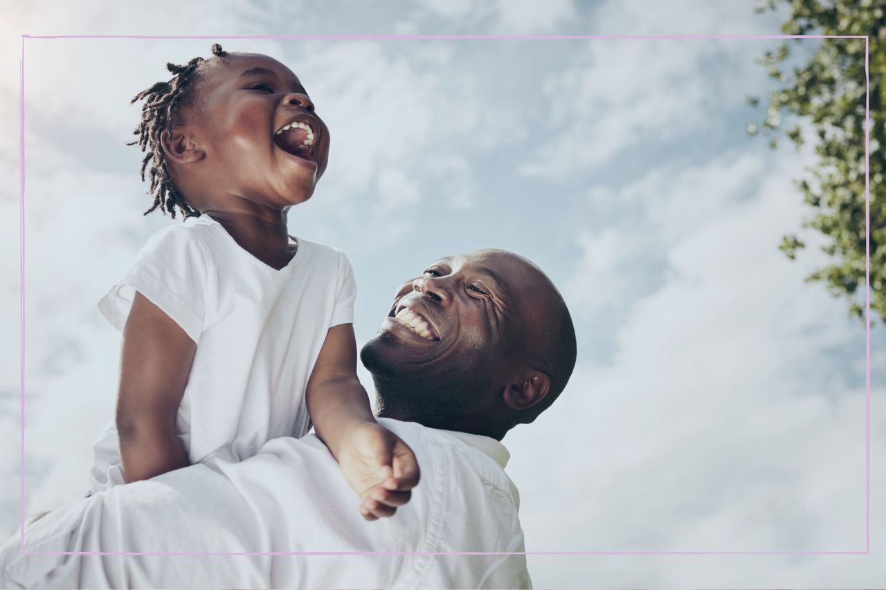 Authoritative parenting, as illustrated by a confident child being lifted by his father 