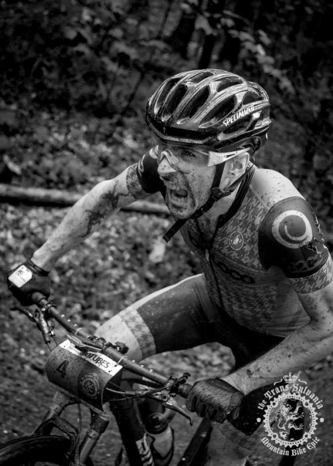 Michael Wissell sprints hard up a climb to catch the leaders.